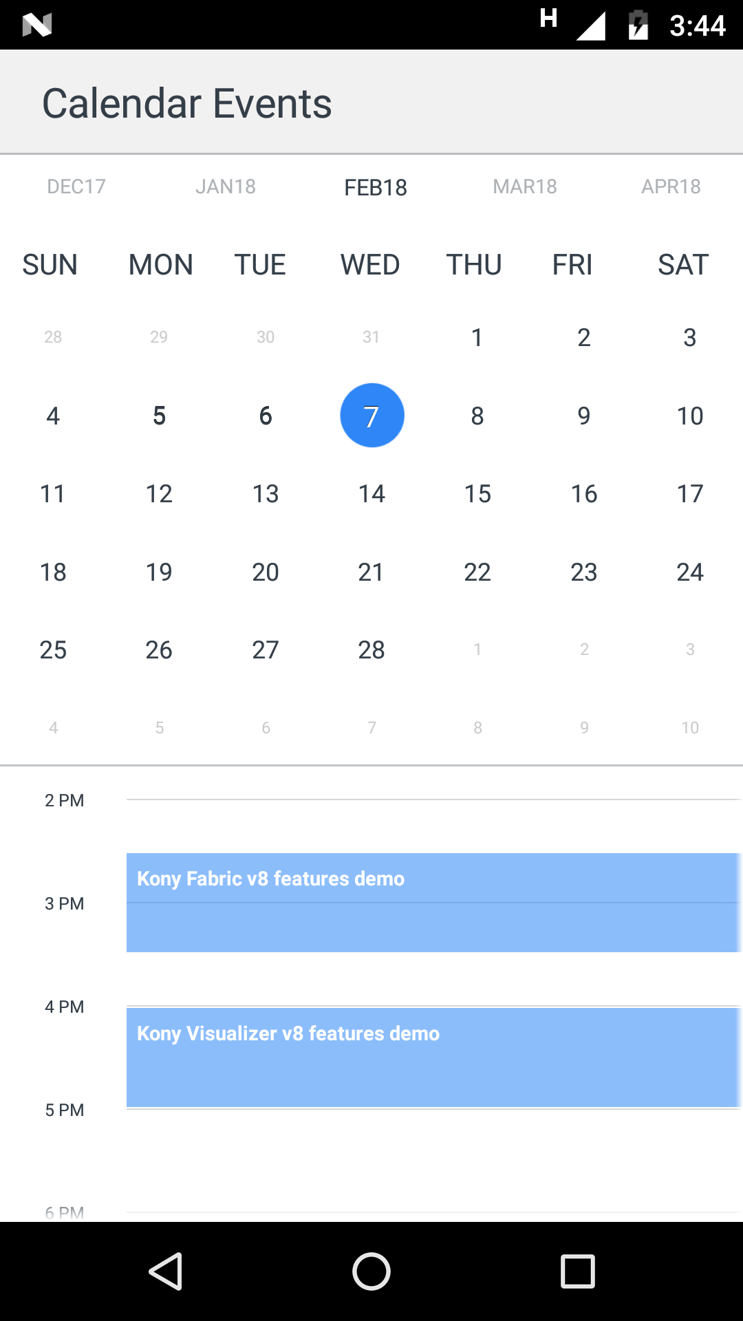 Android Calendar Events App using FFI