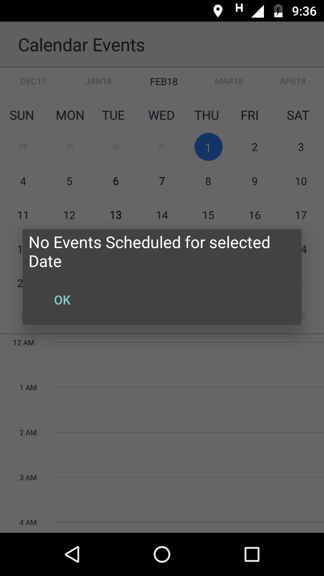 Android Calendar Events App using FFI