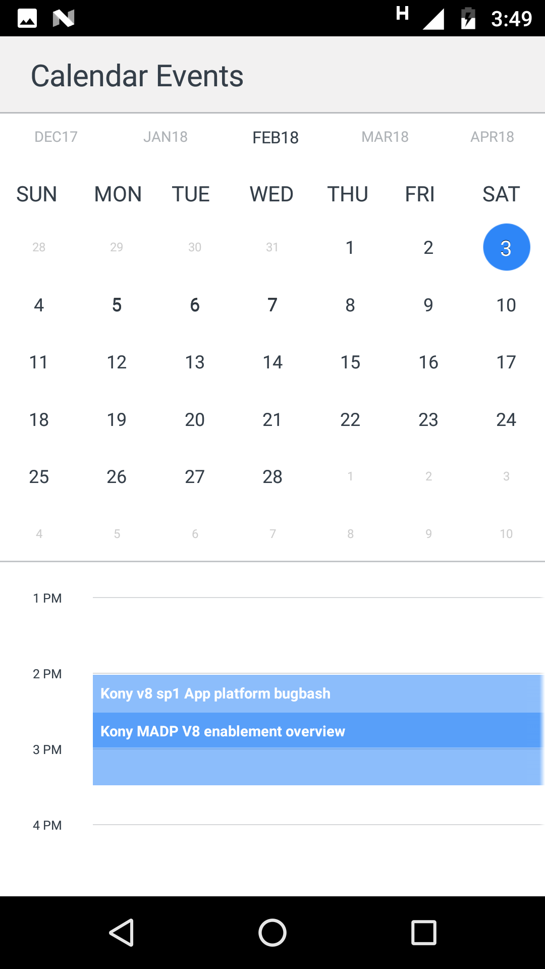 Android Calendar Events App using FFI