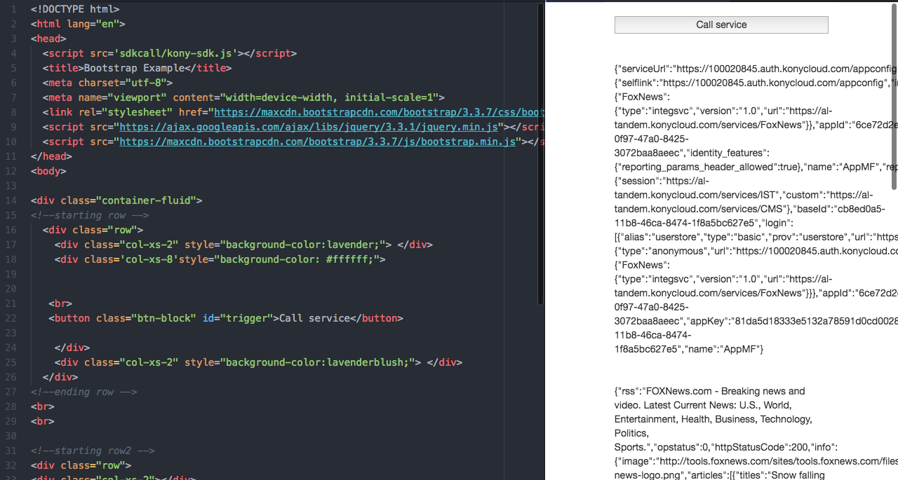Connecting with Kony Fabric from a Local Javascript Environment.