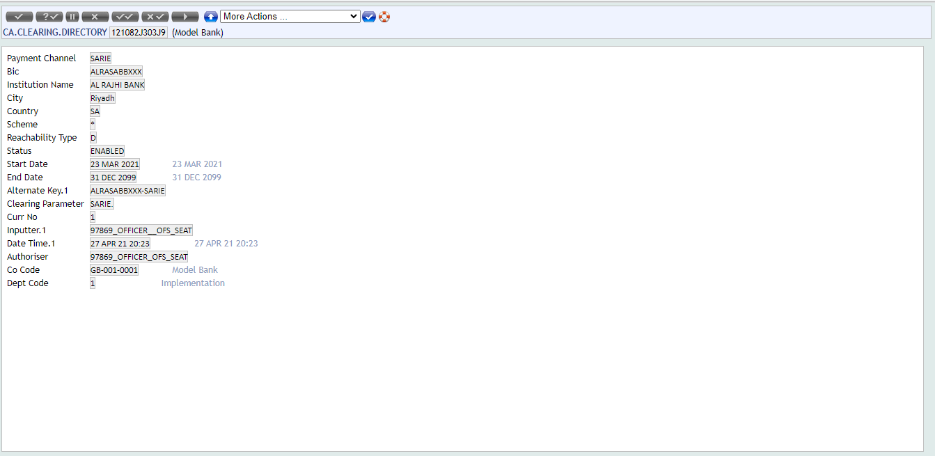 Hello, We are doing SARIE transaction using TPH and Model Bank R21 the ...
