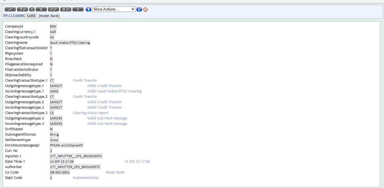 Hello, We are doing SARIE transaction using TPH and Model Bank R21 the ...